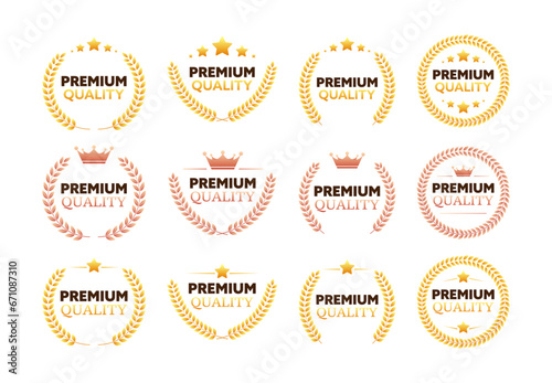 Premium quality Golden Medal. Quality Badges. Vector stock illustration