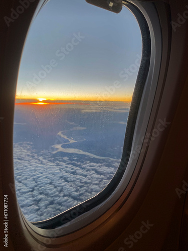 słońce lot samolotem krajobraz z lotu ptaka chmury © Tymoteusz