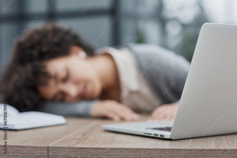 woman in the office sleeping at the workplace at the computer woman in the office sleeping at the workplace at the computer