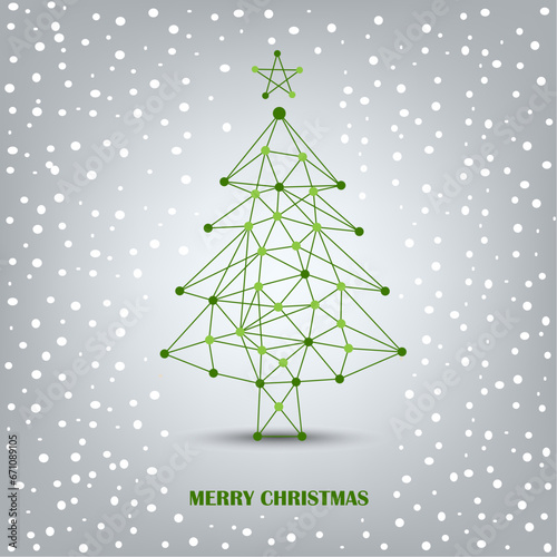 Christmas card with abstract tree in green design