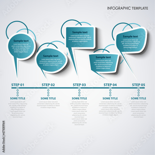 Info graphic with speech bubbles in blue design template