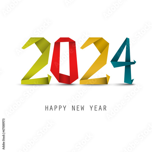 New Year background with folded paper numbers design