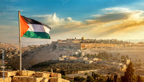 Palestinian flag in Gaza City