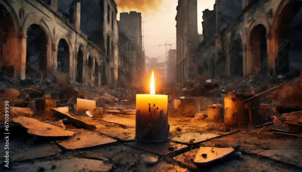 A candle for peace from the war in the Gaza Strip - obrazy, fototapety, plakaty 