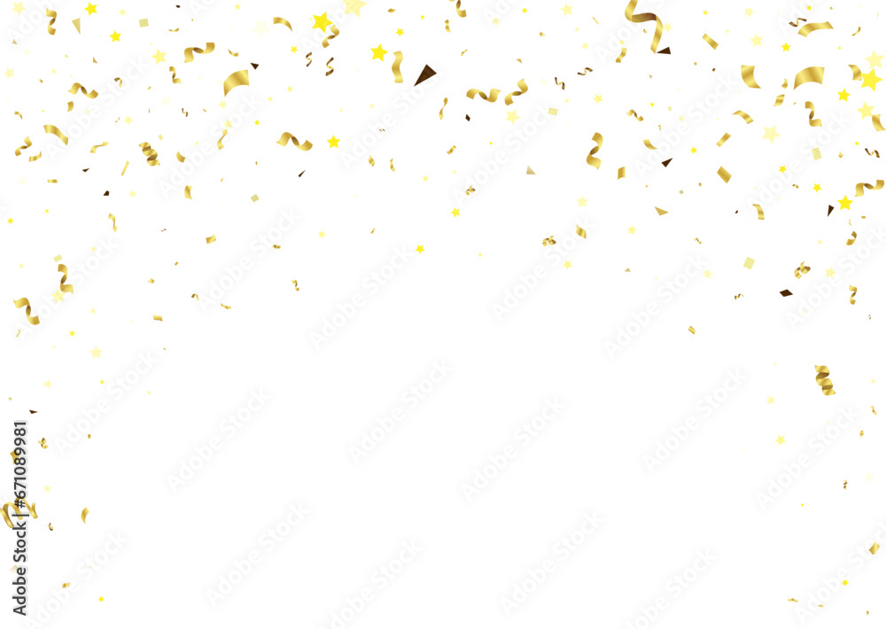Golden Confetti Falling On White Background. Vector Illustration Golden Confetti Falling On White Background. Vector Illustration