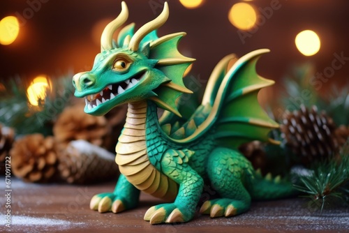 Green dragon. Chinese new year of dragon 2024