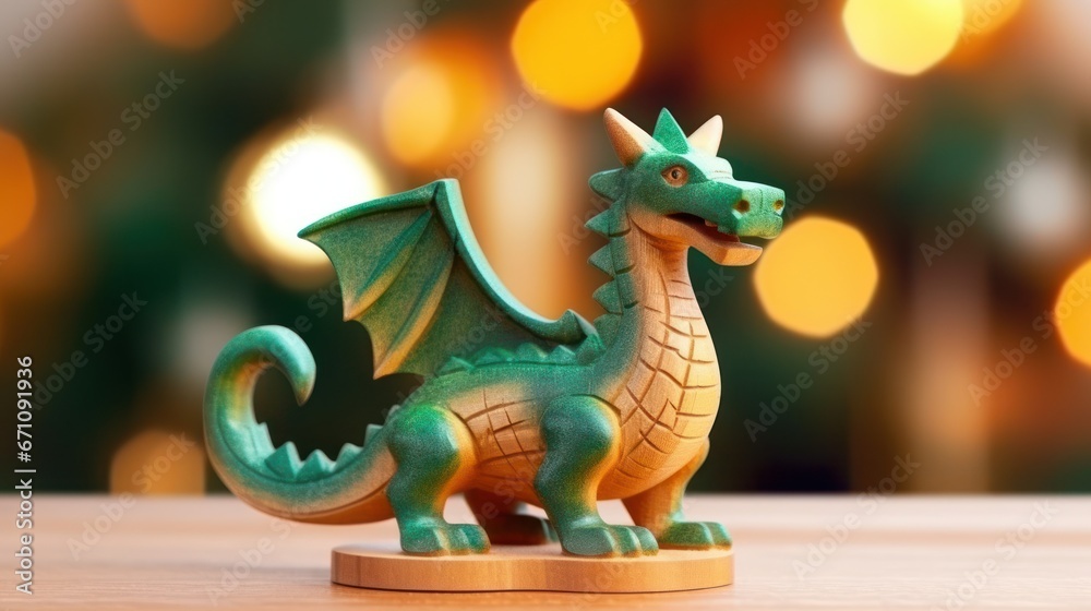 Fototapeta premium Green dragon. Chinese new year of dragon 2024