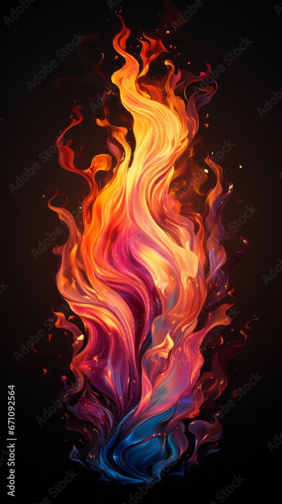 tongues of colorful flame