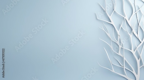  a blue background with white branches and a light blue background.  generative ai