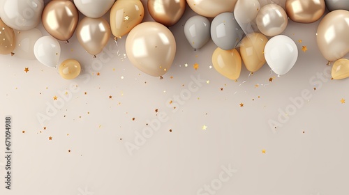  a group of balloons with gold and silver balloons on them. generative ai