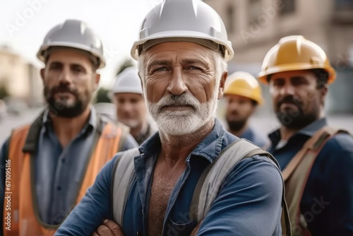 shot of a man looking proud while standing with his construction team