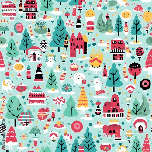 Wallpaper Mural Christmas Seamless tile pattern gift wrap background design Torontodigital.ca