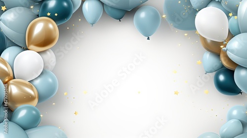  a bunch of balloons and stars on a white background with a place for text. generative ai