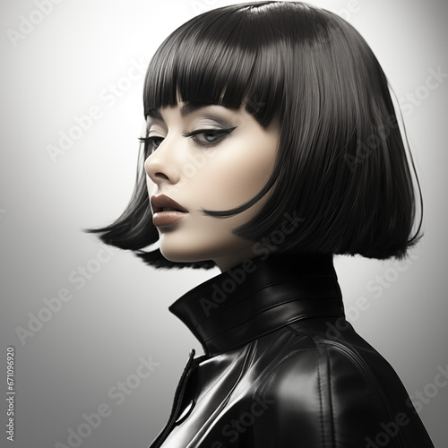 Illustration of a haircut fashion portrait, AI Generated