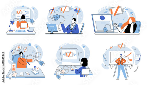 Low energy vector illustration. Chronic fatigue and frustration are common symptoms burnout syndrome Mental health disorders can contribute to low energy levels and feelings exhaustion Taking steps