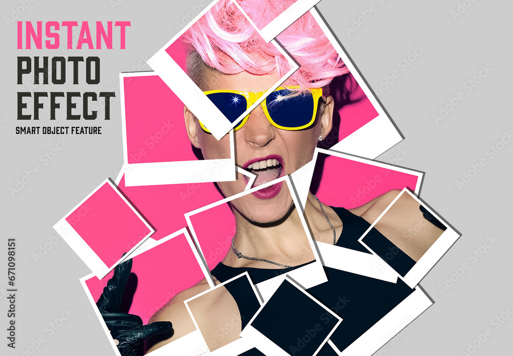 Instant Photo Collage Effect Stock Template | Adobe Stock