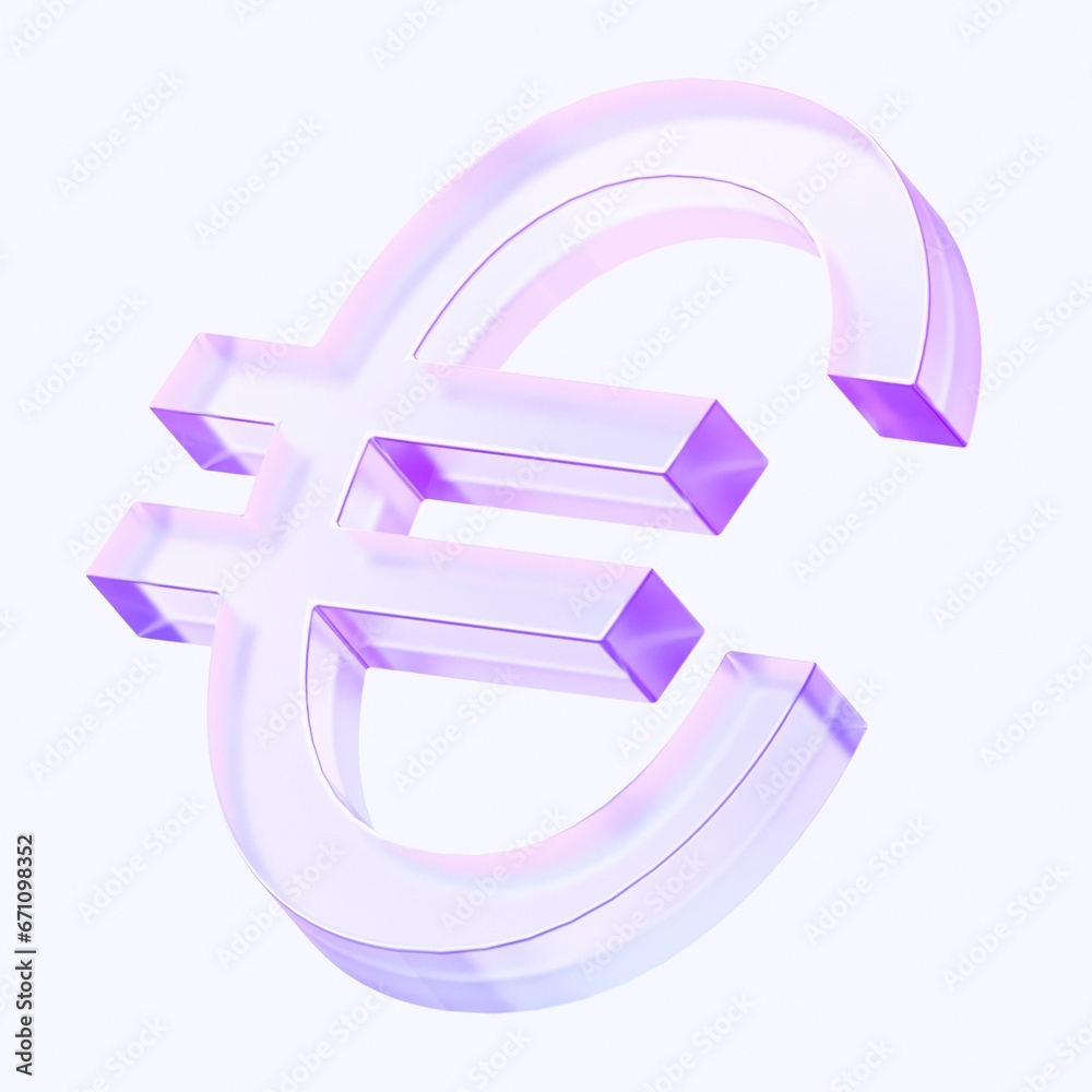 euro icon with colorful gradient. 3d rendering illustration for graphic design, ui ux design, presentation or background . shape with glass effect euro icon with colorful gradient. 3d rendering illustration for graphic design, ui ux design, presentation or background . shape with glass effect