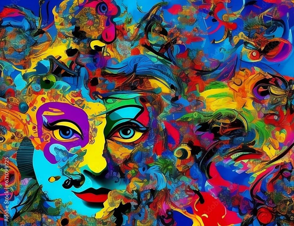 Vibrant colors, beautiful wallpaper illustration inspired by famous artist, generative AI