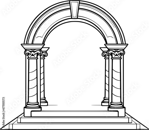 Wedding Arch Sketch Vintage Outline Icon in Hand-drawn Style