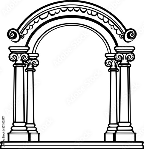 Wedding Arch Sketch Vintage Outline Icon in Hand-drawn Style