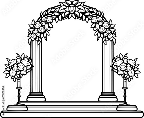 Wedding Arch Sketch Vintage Outline Icon in Hand-drawn Style