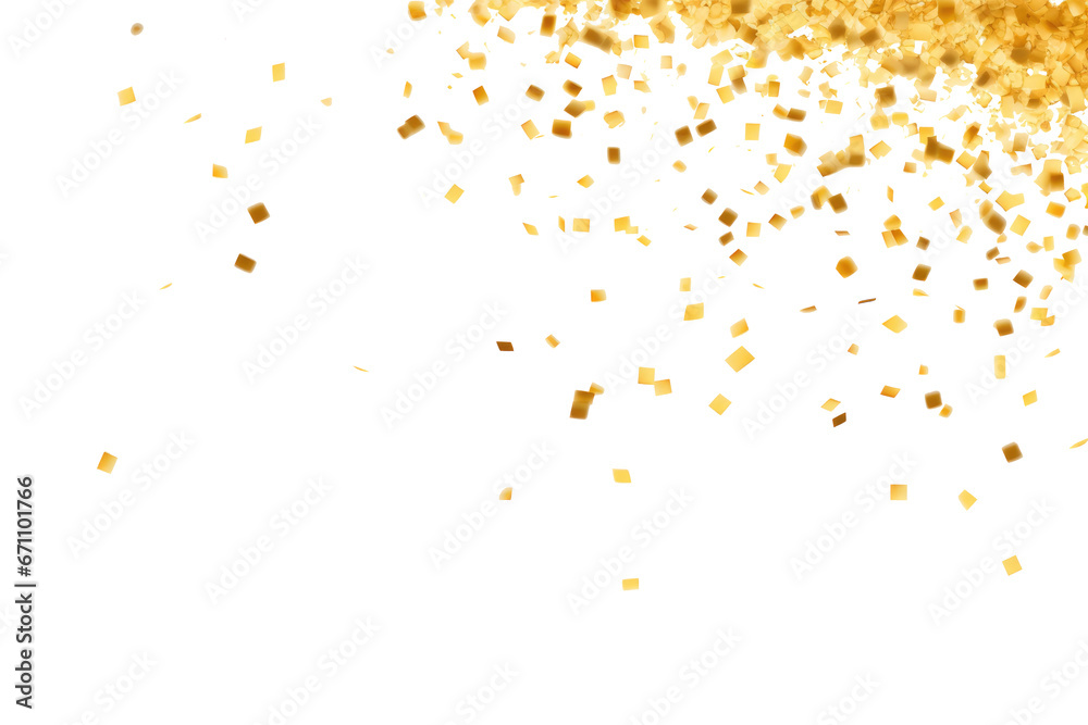 Golden confetti with transparent background. Celebration and party concept.