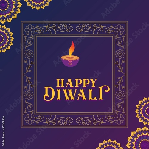 Diwali Celebration Background Decorated With Lit Oil Lamps (Diya), Lighting Garland, Sky Balloons And Buildings.