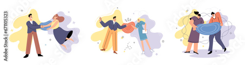 Social distance vector illustration. Avoiding crowded environments is preventive measure against disease transmission Staying away from sick individuals reduces risk illness transmission Society