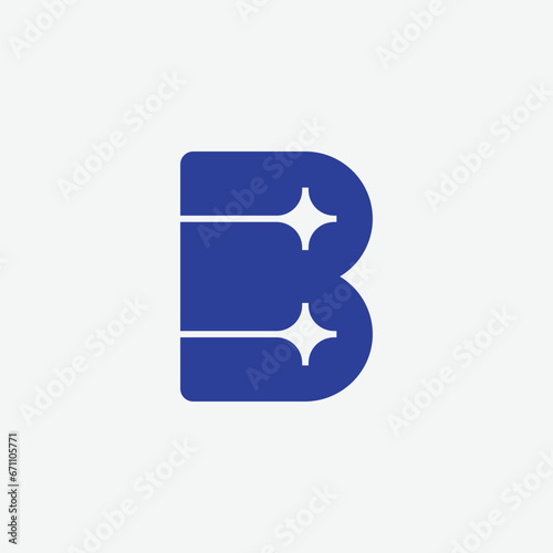 creative letter B with star spark logo design template