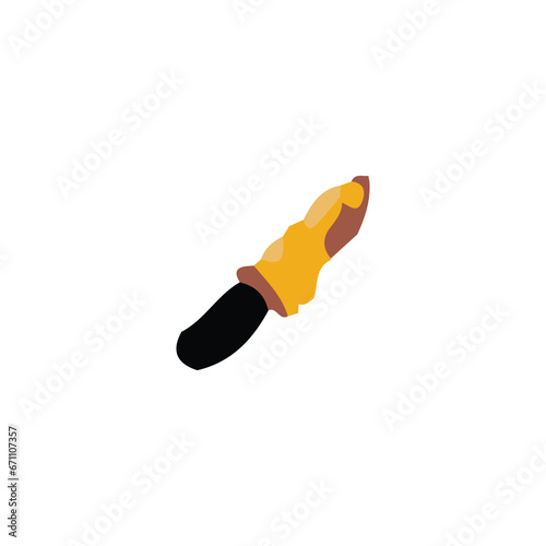 Rusty knife icon. Simple style rust remover poster background symbol. Rusty knife brand logo design element. Rusty knife t-shirt printing. Vector for sticker.