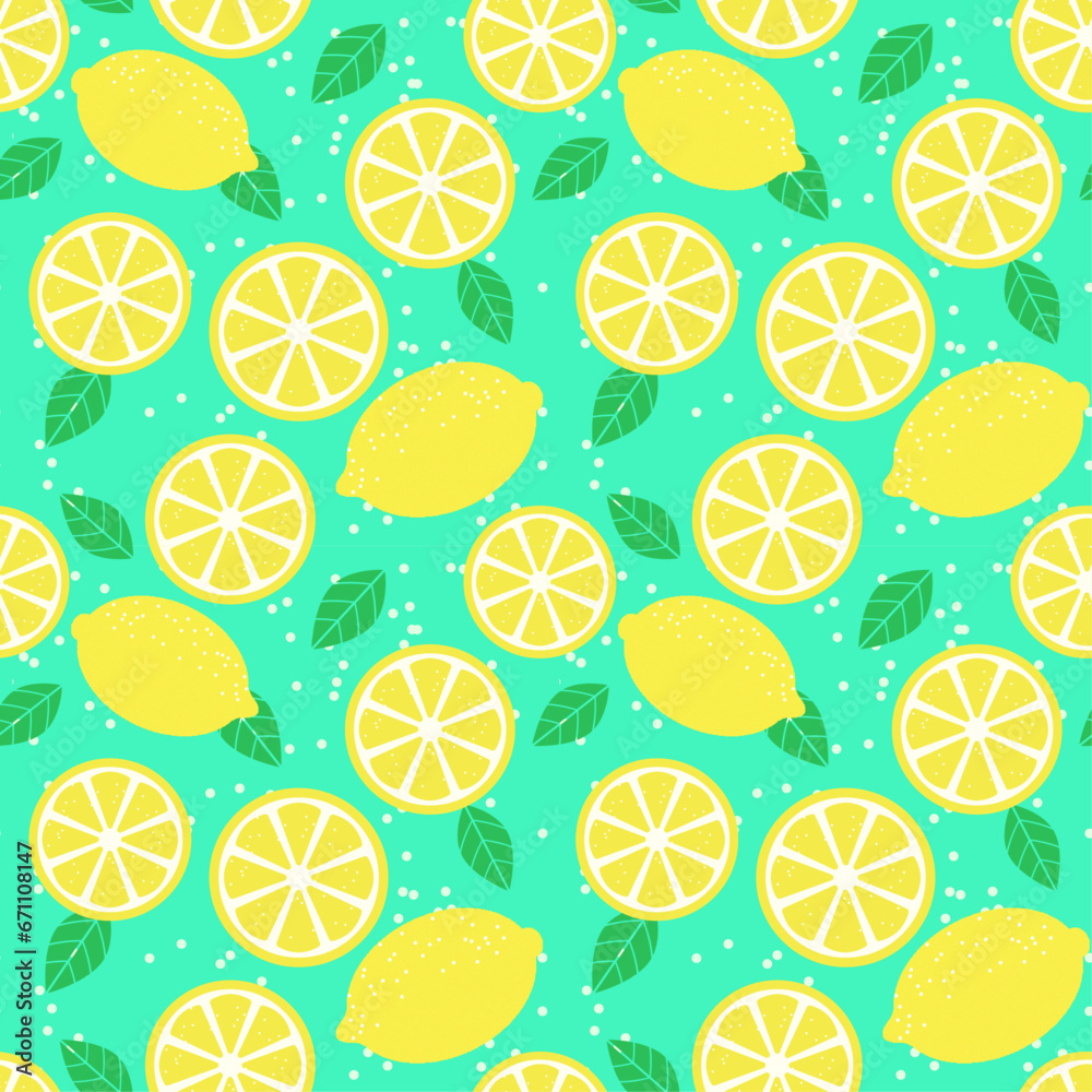 Pattern with lemons and leaves Pattern with lemons and leaves