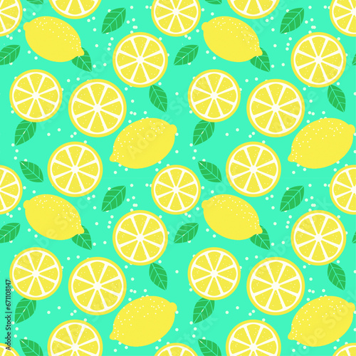 Pattern with lemons and leaves