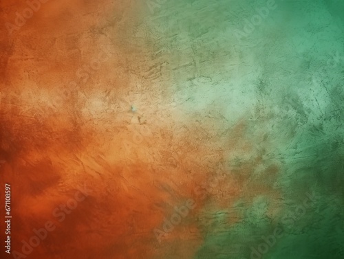 Abstract trendy grainy background in orange and green for design, templates, covers, banners, posters and advertising. Watercolor and grunge texture design, colorful wallpaper