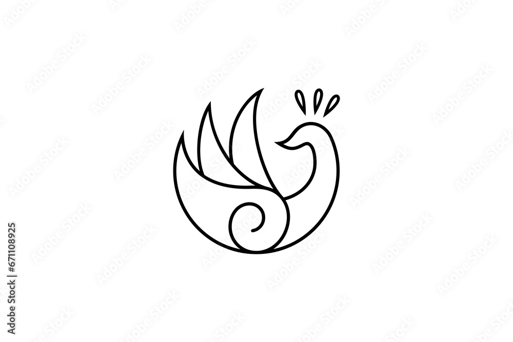 minimalist peacock line art logo design minimalist peacock line art logo design