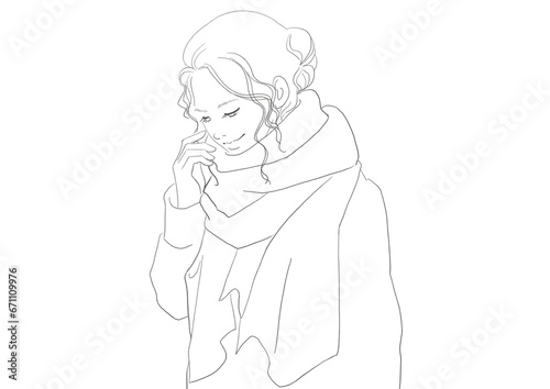 マフラーをした笑顔の女性
