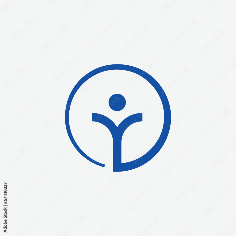 letter Y youth circle modern logo design template