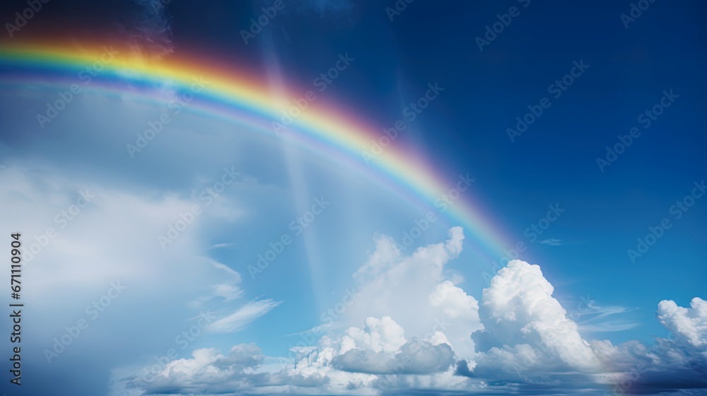 Fantastic Vivid Rainbow Sky view Beautiful sky and clouds with rainbow background