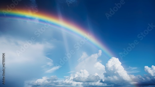 Fantastic Vivid Rainbow Sky view Beautiful sky and clouds with rainbow background © aporn