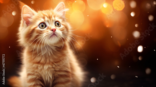 Cat-themed Light Background with Delightful Lighting Effects, Featuring an Enchanting Feline, Ideal for Captivating Presentations and Cat Enthusiasts