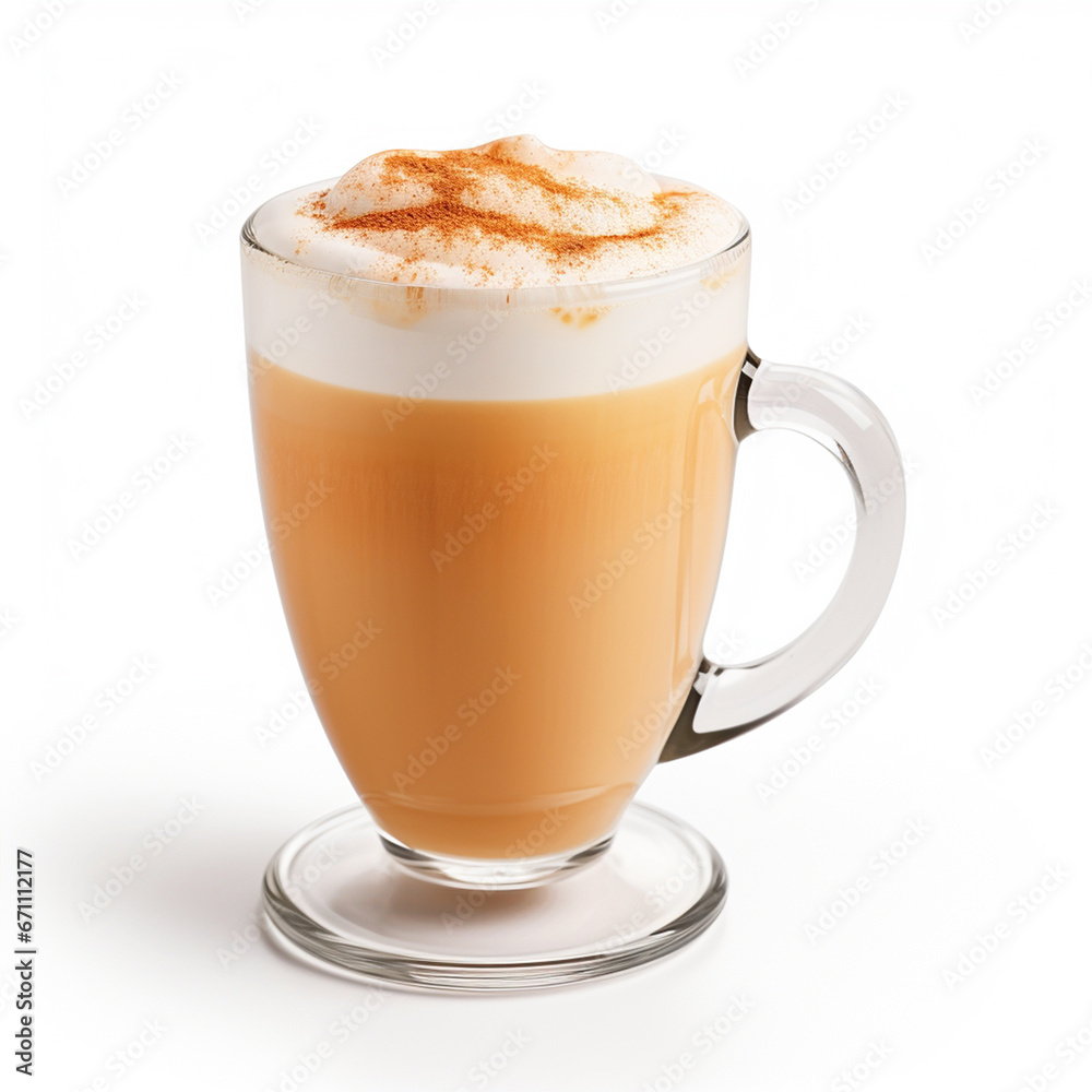 Pumpkin spice latte on isolated white background - ai generative Pumpkin spice latte on isolated white background - ai generative