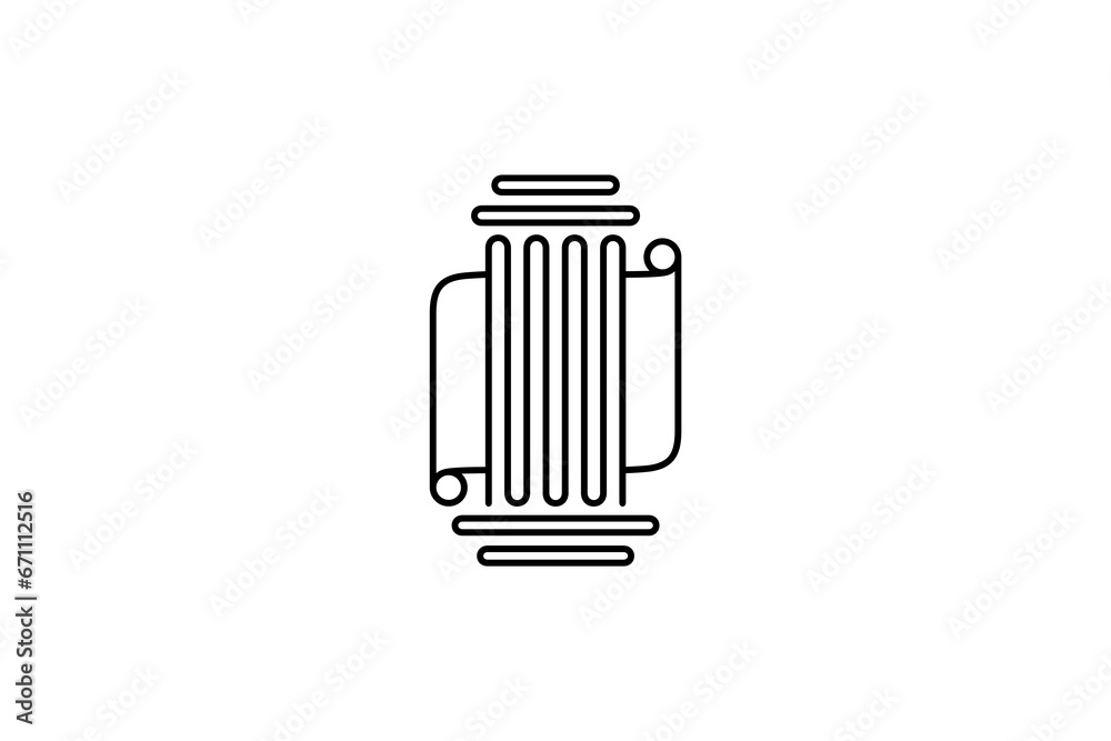 Greek Pillar line art logo design vector illustration with letter document Greek Pillar line art logo design vector illustration with letter document
