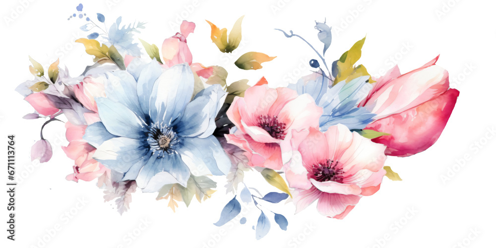 bouquet of flowers in watercolor design isolated against transparent background bouquet of flowers in watercolor design isolated against transparent background