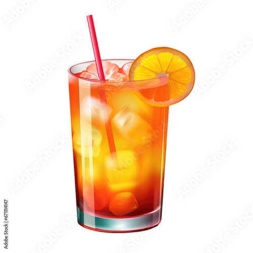 Tequila Sunrise cocktail isolated on transparent background