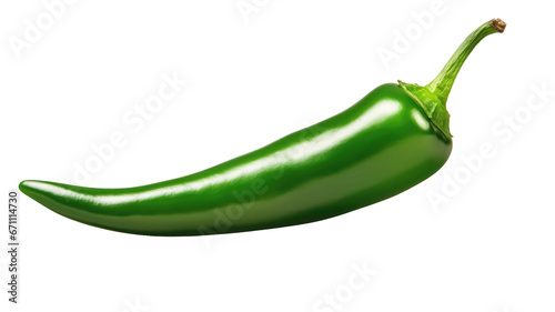  green chillies isolated on transparent background