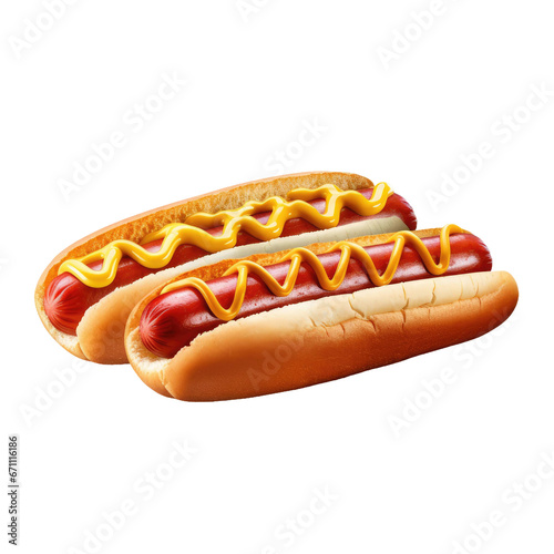 two Hot dogs isolated on transparent background