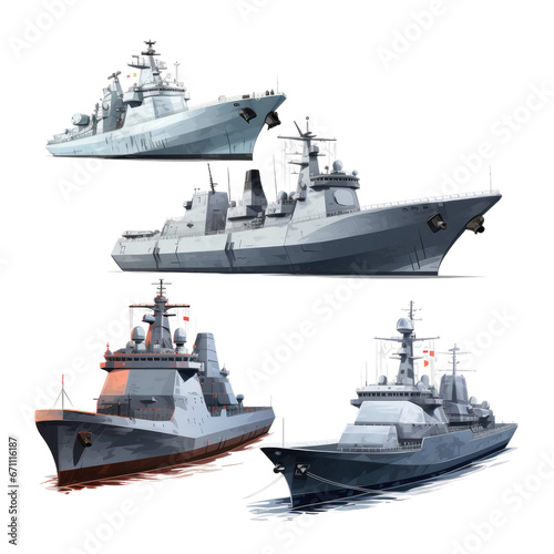  warships on transparent background 
