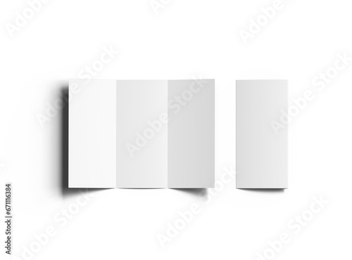 Blank A4 Trifold brochure render on transparent background