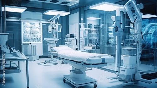 State-of-the-Art Medical Technology  Equipment and Medical Devices in a Modern Operating Room  Including X-Ray Device and MRI Scan  Setting the Stage for Advanced Healthcare 