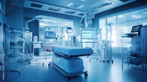State-of-the-Art Medical Technology  Equipment and Medical Devices in a Modern Operating Room  Including X-Ray Device and MRI Scan  Setting the Stage for Advanced Healthcare 