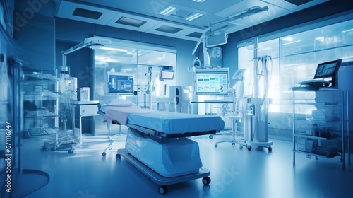 State-of-the-Art Medical Technology, Equipment and Medical Devices in a Modern Operating Room, Including X-Ray Device and MRI Scan, Setting the Stage for Advanced Healthcare 